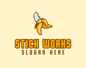 Naughty Condom Banana logo design