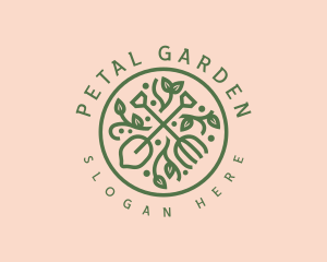 Garden Shovel Rake logo design