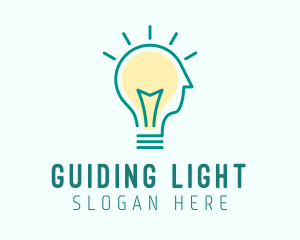 Person Lightbulb Idea logo design