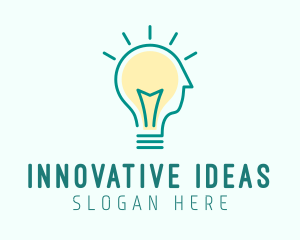 Person Lightbulb Idea logo design