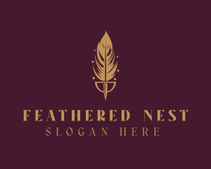 Golden Feather Quill logo design