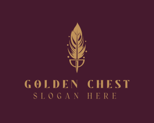 Golden Feather Quill logo design