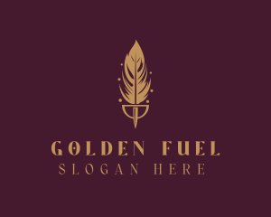 Golden Feather Quill logo design