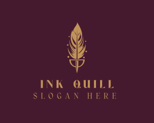 Golden Feather Quill logo design