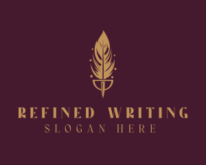 Golden Feather Quill logo design