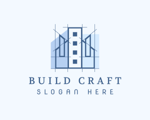 Blue Building Construction logo design