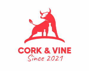 Bull Wine Bottle  logo design