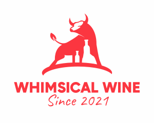 Bull Wine Bottle  logo design