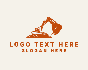 Orange Backhoe Machinery Logo