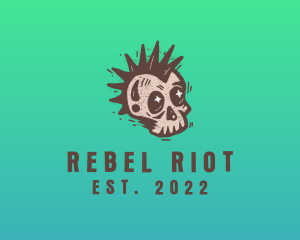 Retro Rustic Punk Skull logo