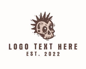Retro Rustic Punk Skull logo design