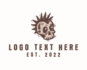 Retro Rustic Punk Skull logo