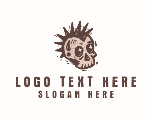 Retro Rustic Punk Skull Logo