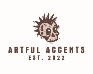 Retro Rustic Punk Skull logo design