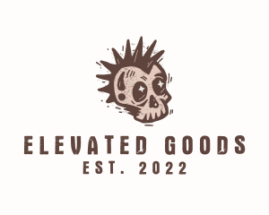 Retro Rustic Punk Skull logo design