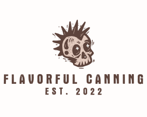 Retro Rustic Punk Skull logo design