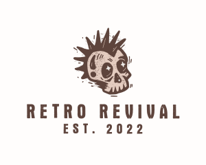 Retro Rustic Punk Skull logo design