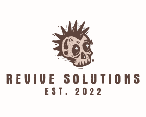 Retro Rustic Punk Skull logo design