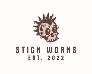 Retro Rustic Punk Skull logo design