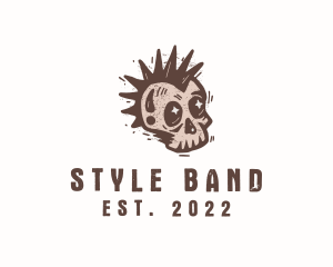 Retro Rustic Punk Skull logo design