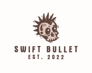 Retro Rustic Punk Skull logo design