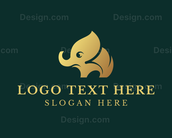 Gold Elephant Animal Logo