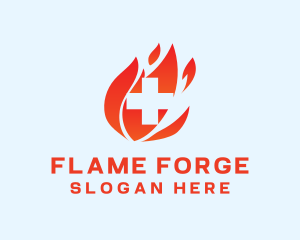 Medical Flame Cross logo design