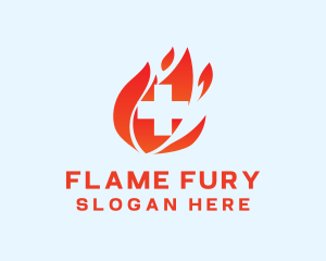 Medical Flame Cross logo design