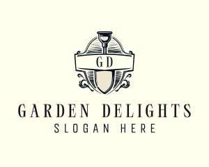 Vintage Shovel Gardening logo design