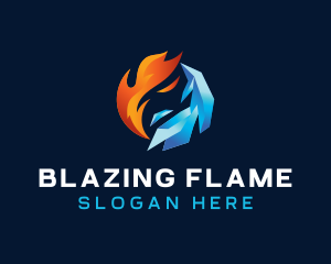 Cooling Ice Flame logo design