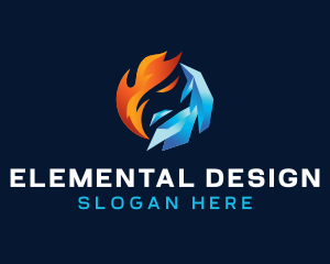 Cooling Ice Flame logo design