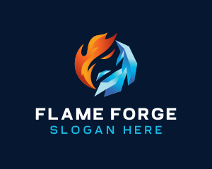 Cooling Ice Flame logo design