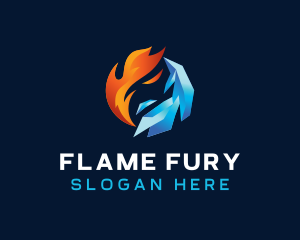 Cooling Ice Flame logo design