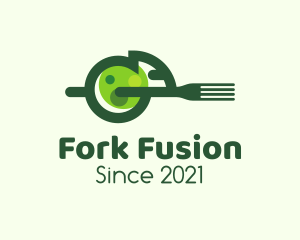 Green Chameleon Fork logo design