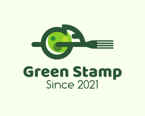 Green Chameleon Fork logo design