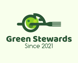 Green Chameleon Fork logo design