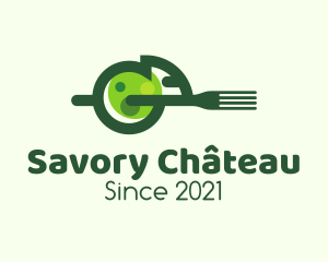 Green Chameleon Fork logo design