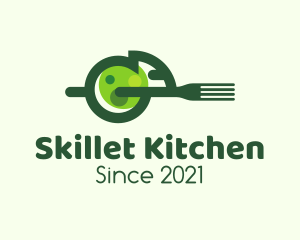 Green Chameleon Fork logo design