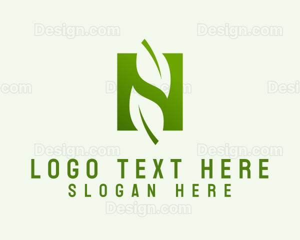 Vegetarian Leaf Letter N Logo