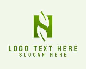 Vegetarian Leaf Letter N Logo