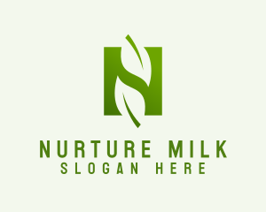 Vegetarian Leaf Letter N logo design