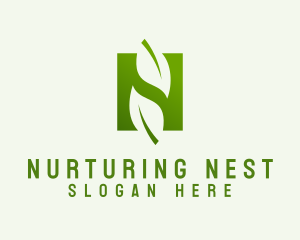 Vegetarian Leaf Letter N logo design