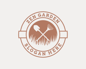 Gardening Rake Shovel logo design