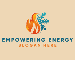 Snowflake Fire Energy Cooling logo design