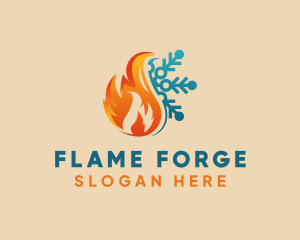 Snowflake Fire Energy Cooling logo design