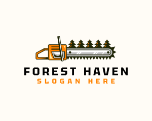 Chainsaw Forest Lumberjack logo design