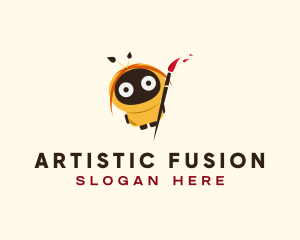 Cartoon Robot Artist logo design