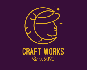 Woman Moon Hat logo design