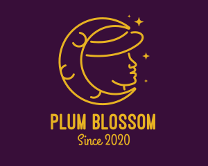 Woman Moon Hat logo design