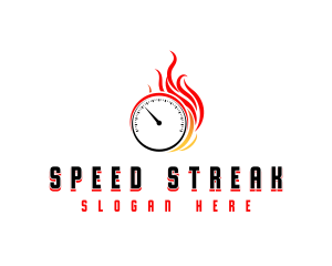 Speed Fire Speedometer logo design